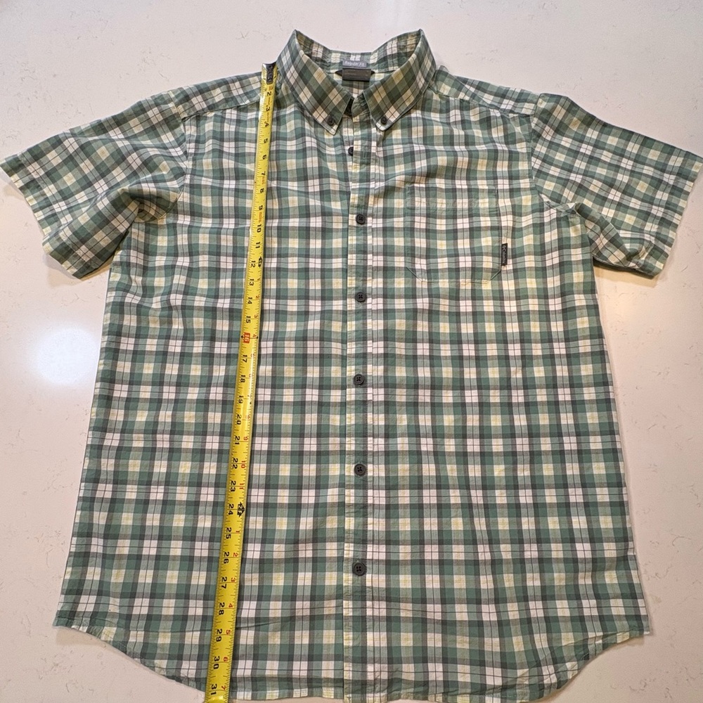 Columbia Green Plaid Men's Shirt XL EUC Short sleeve